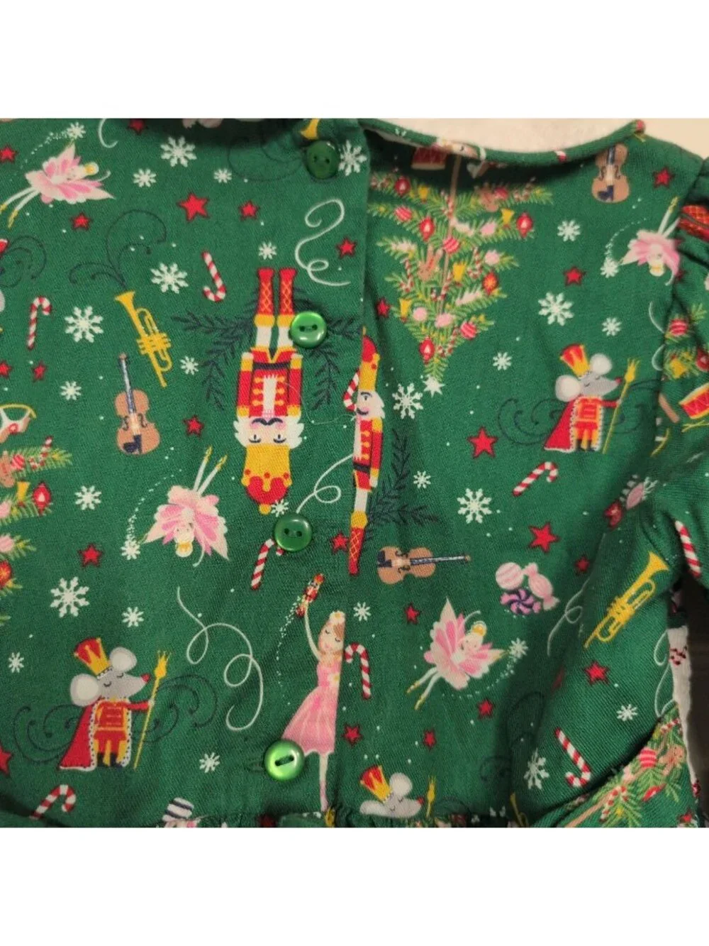Bonnie Jean Nutcracker Dress Girls Size 5 Green Christmas Ballet Smocked Cotton